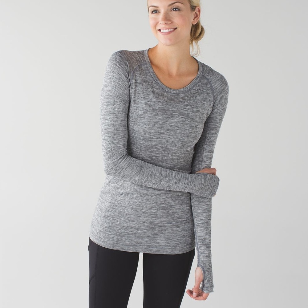 heathered grey long sleeve swiftly tech top